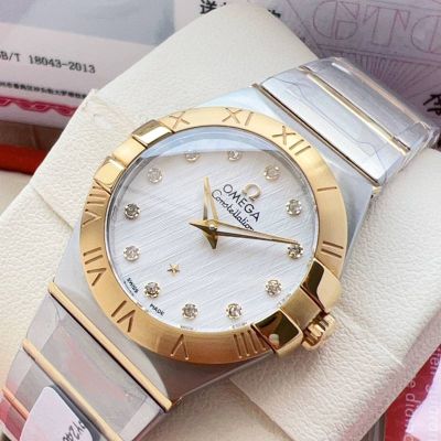 Omega 4th Constellation 27MM 18K Gold 1376 Quartz Movement Gold Bezel Lady Watch